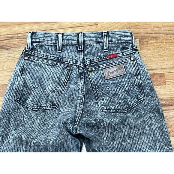 Wrangler Women's 7 Gray Pant Acid Wash Ankle Straight Leg Pinstripe 80s Retro - Picture 3 of 9